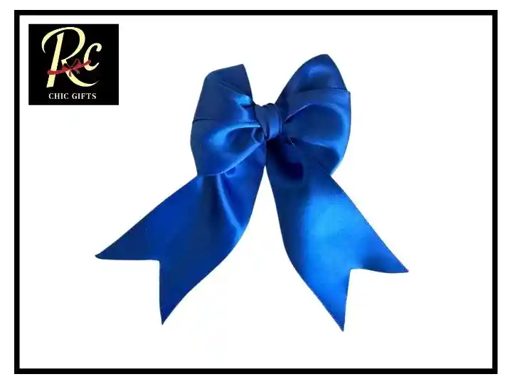Lazo Azul Satinado 10x10 Cm Para Regalos, Eventos Y Decoración – Regalos Chic