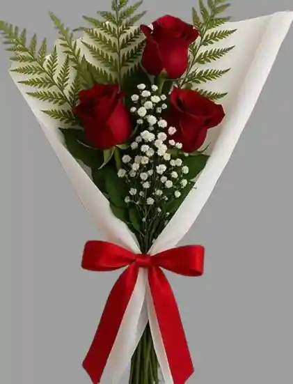 3 Rosas Rojas En Bouquet