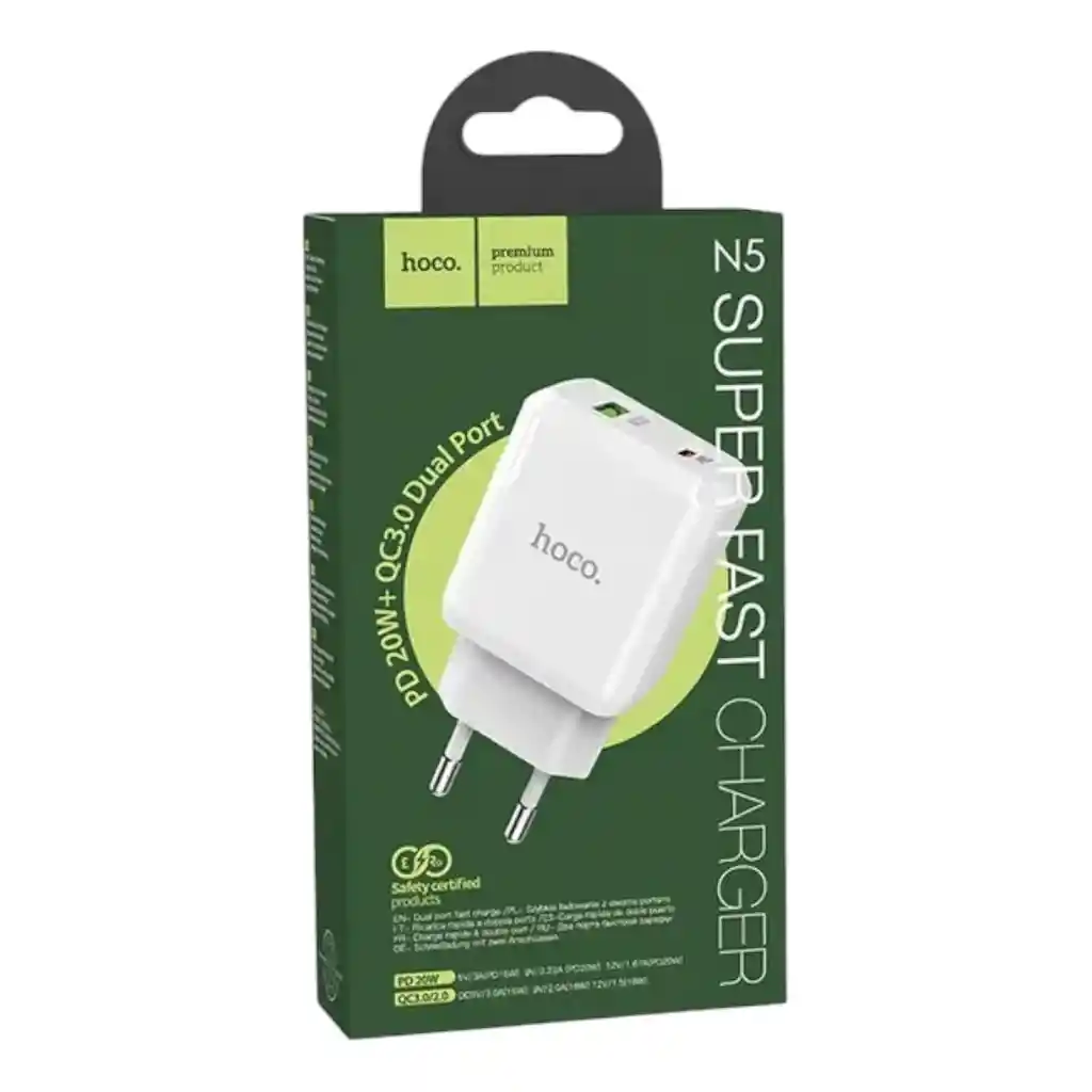Adaptador Cargador Dual Hoco N5 20w
