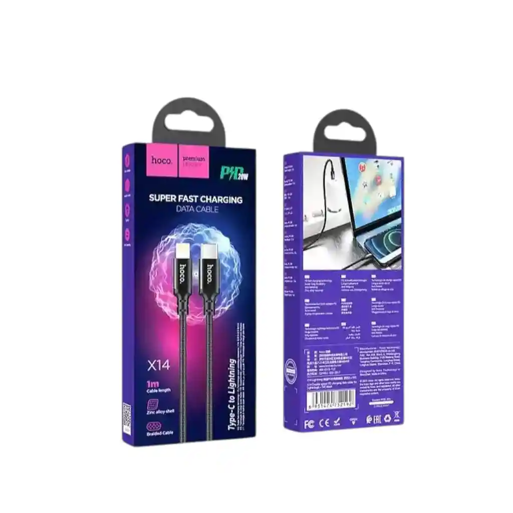 Cable Hoco X14 Para Iphone 1m Trenzado
