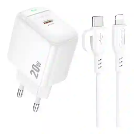 Cargador Rápido Borofone Bas43a Pd 20w Con Cable Usb-c A Usb-c 1m