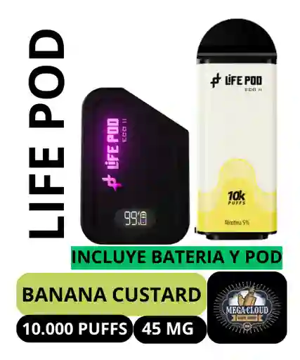 Kit Life Pod Eco Ii 10000 Puffs – Banana Custard 4.5 % Nicotina / Life Pod Eco Ii Kit 10000 Puffs – Banana Custard 4.5 % Nicotine