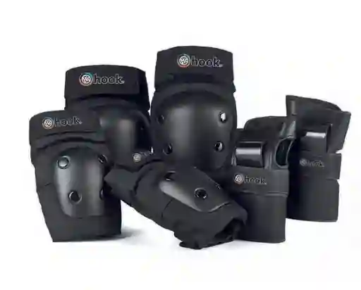 Set De Protecciones (rodilla-codo-muñeca) Hook Negro 403 Talla S