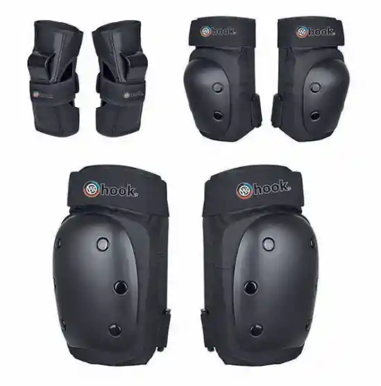 Set De Protecciones (rodilla-codo-muñeca) Hook Negro 403 Talla S