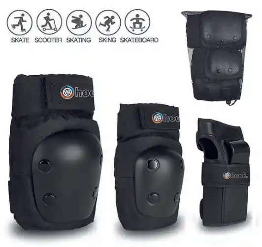 Set De Protecciones (rodilla-codo-muñeca) Hook Negro 403 Talla S