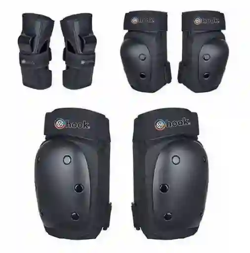 Set De Protecciones (rodilla-codo-muñeca) Hook Negro 403 Talla M