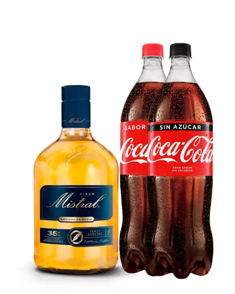 Promo Pisco Mistral 35º 750cc + Bebida 1.5 Litros