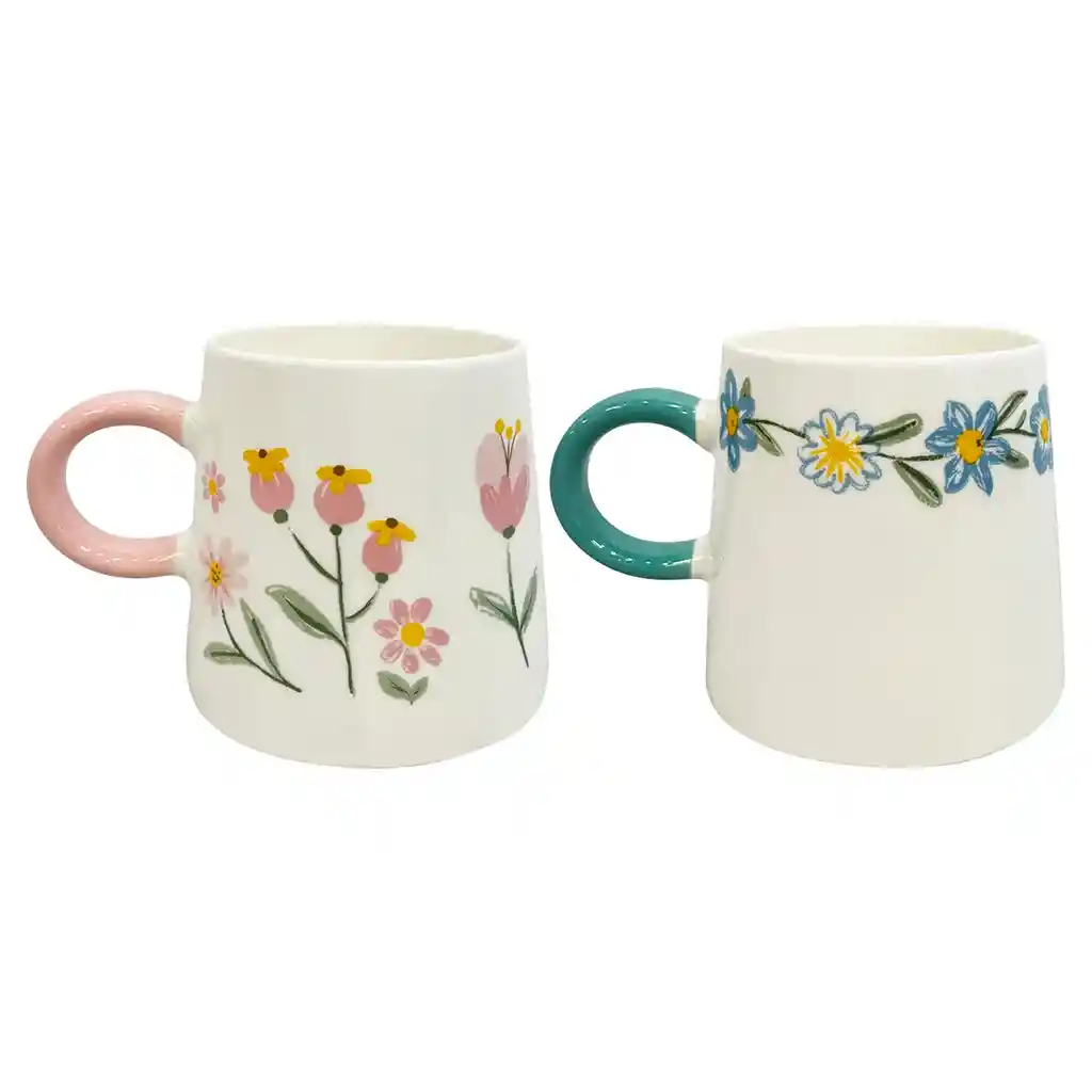 Ripley Home-set X2 Mugs Flores Rosa Azul