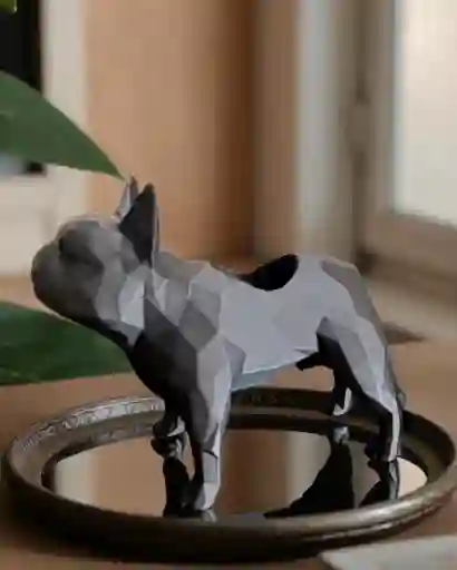 Perrito Decorativo Macetero Suculentas Negro