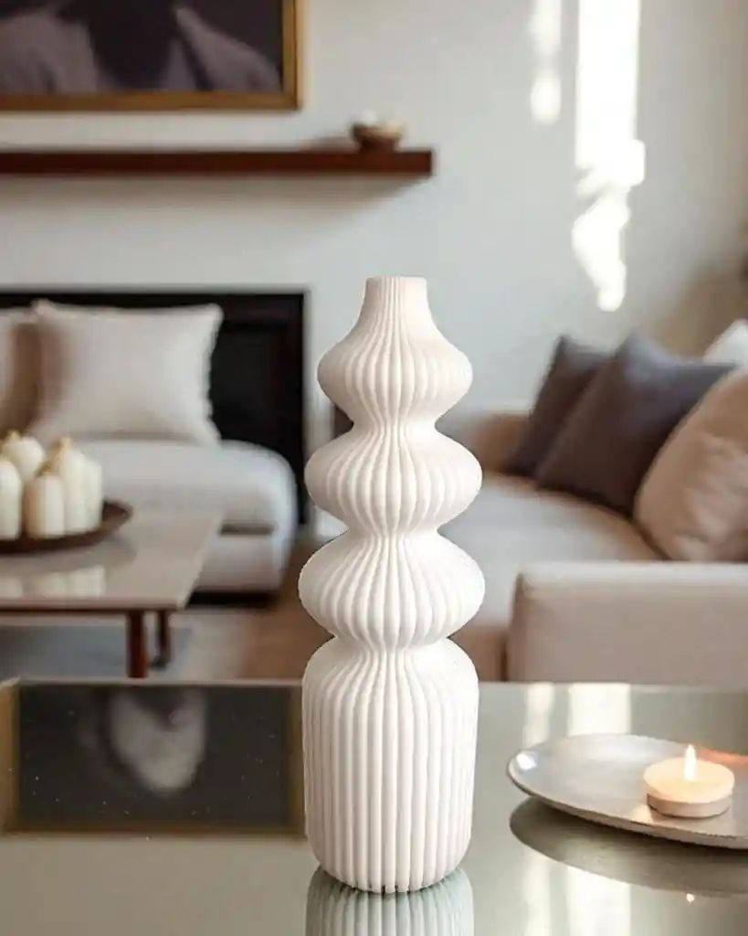 Jarrón Ondas Blanco Estilo Flauta