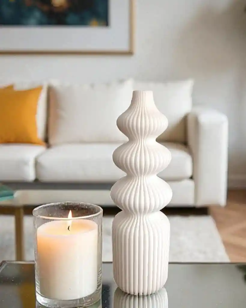 Jarrón Ondas Blanco Estilo Flauta