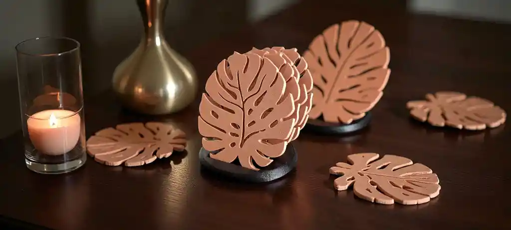 4 Unidades Posavasos Diseño De Hojas