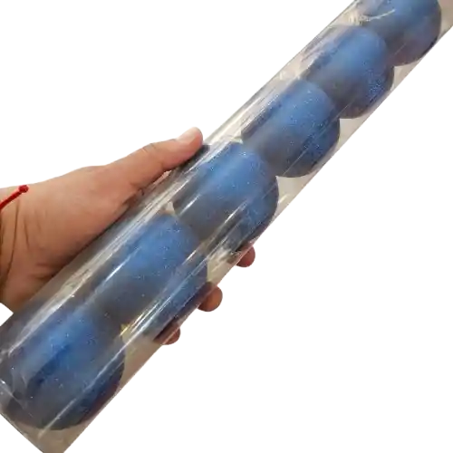 Esferas Navideñas Color Azul Indigo Con Glitter Pack 6unds 7cm Remate