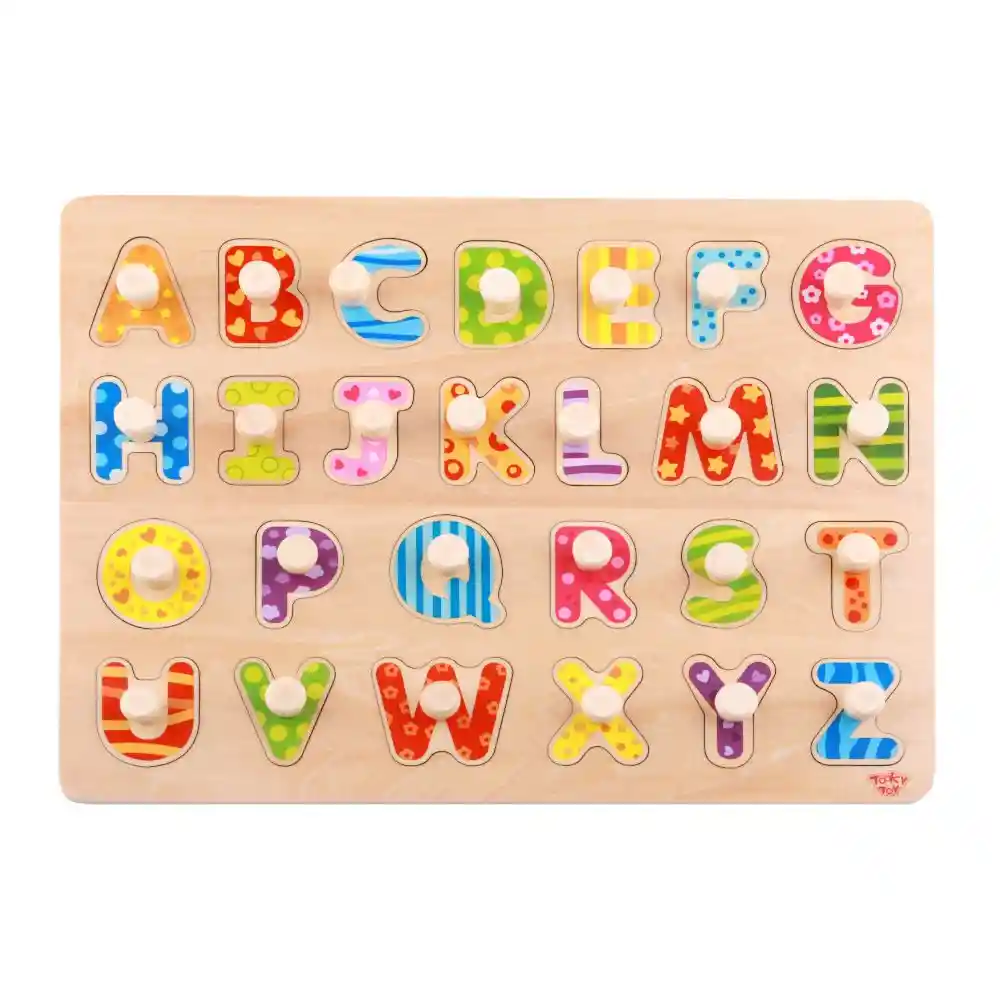 Puzzle Alfabeto De Encaje De Madera 26 Piezas Tooky Toy Ty852
