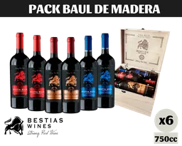 Pack Regalo 6x Vinos Bestias Collection Baúl Madera Cabernet Sauvignon