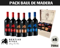 Pack Regalo 6x Vinos Bestias Collection Baúl Madera Merlot
