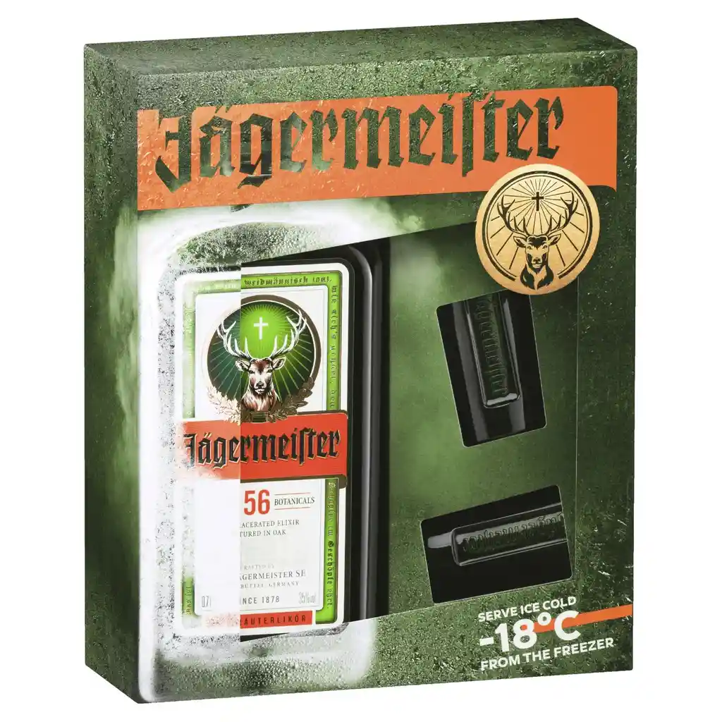 Pack De Regalo Jagermeister 700cc + Vasos Shot Originales