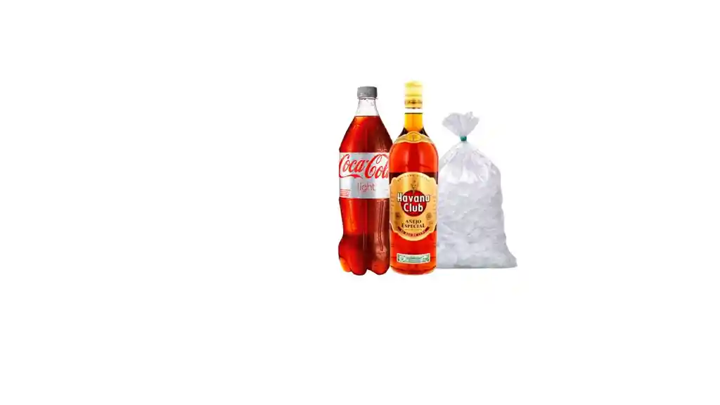Havana Especial 700 Ml + Coca Cola Light 1,5 Lt + Hielo 1 Kg