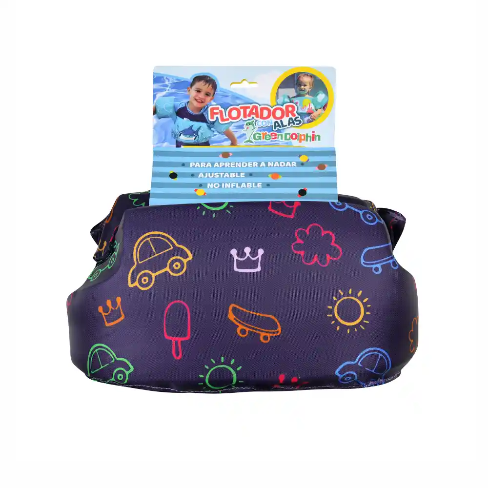 Flotador Con Alitas Autos Azul Green Dolphin G153