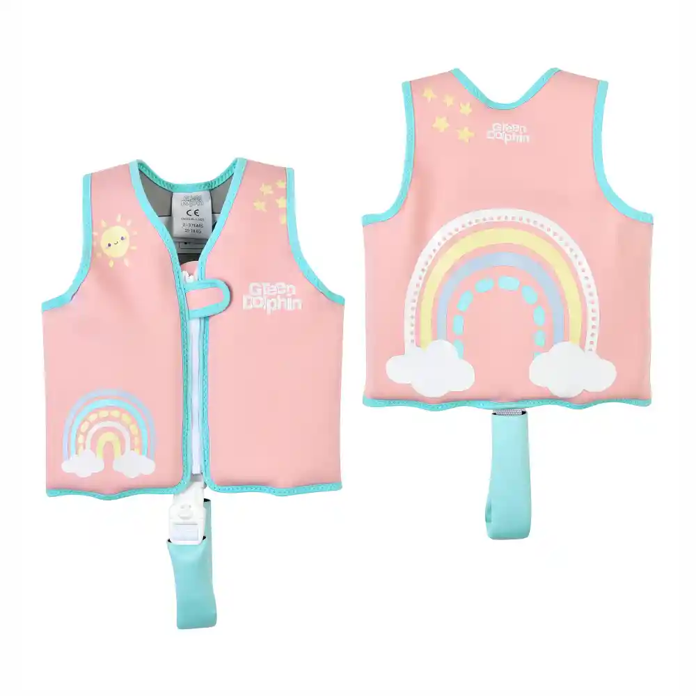 Chaleco Flotador Infantil Arcoíris Palorosa 19 A 30 Kg Green Dolphin G157