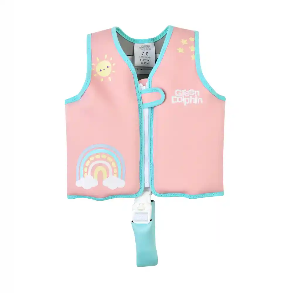 Chaleco Flotador Infantil Arcoíris Palorosa 19 A 30 Kg Green Dolphin G157