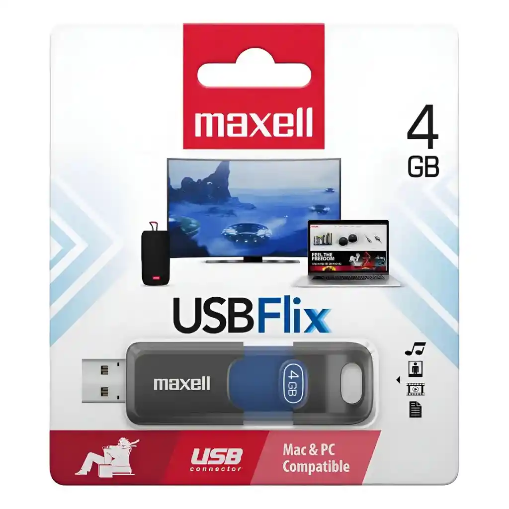 Pendrive Maxell Flix 4gb 2.0 Azul