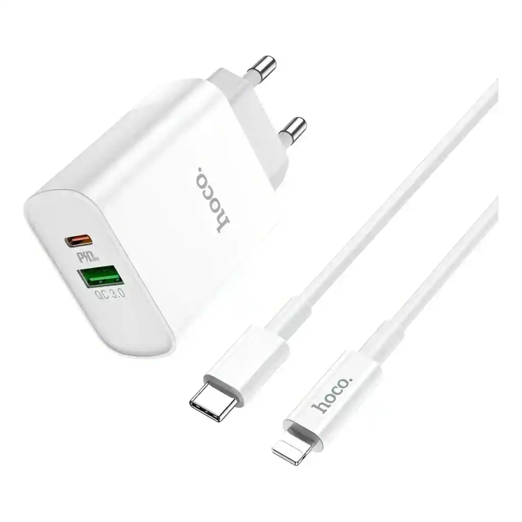 Cargador Hoco C80a 20w Para Iphone Color Blanco