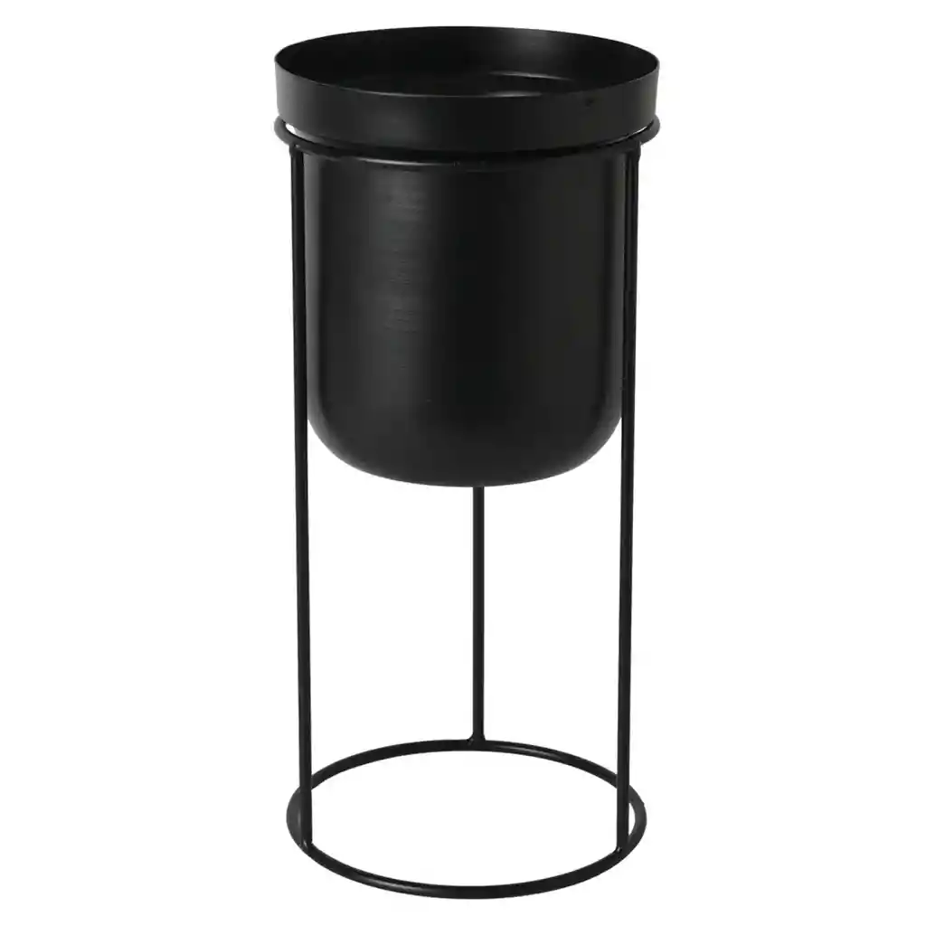 Ripley Home-macetero Negro Metal Altura 39cm..