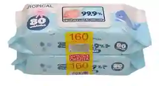 Toallas Humedas Tropical 99,9% Agua Con Tapa X 160