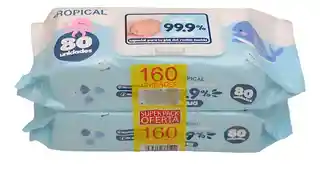 Toallas Humedas Tropical 99,9% Agua Con Tapa X 160