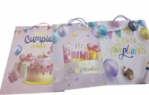 Bolsa De Regalo Feliz Cumpleaños 26x32x10 Rosado