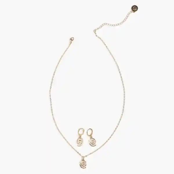 Set Collar Y Aros Caracol Dorado