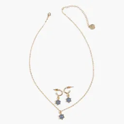 Set Collar Y Aros Sol Dorado