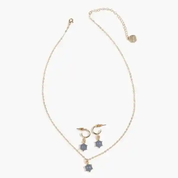 Set Collar Y Aros Sol Dorado