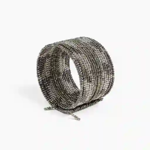 Esclava Fiesta Con Mostacillas Plateado