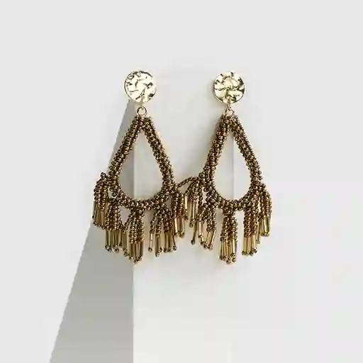 Aros Fiesta Mostacillas Colgantes Dorado