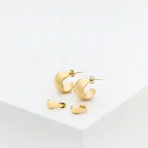 Set Aros Argollas Básicas Dorado