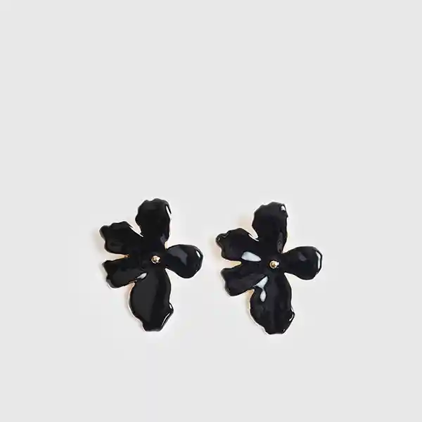 Aros Flor Resina Negro