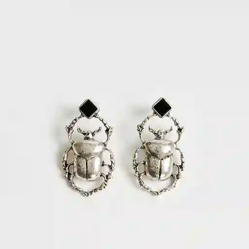 Aros Escarabajo Piedra Plateado