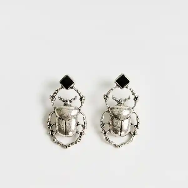 Aros Escarabajo Piedra Plateado