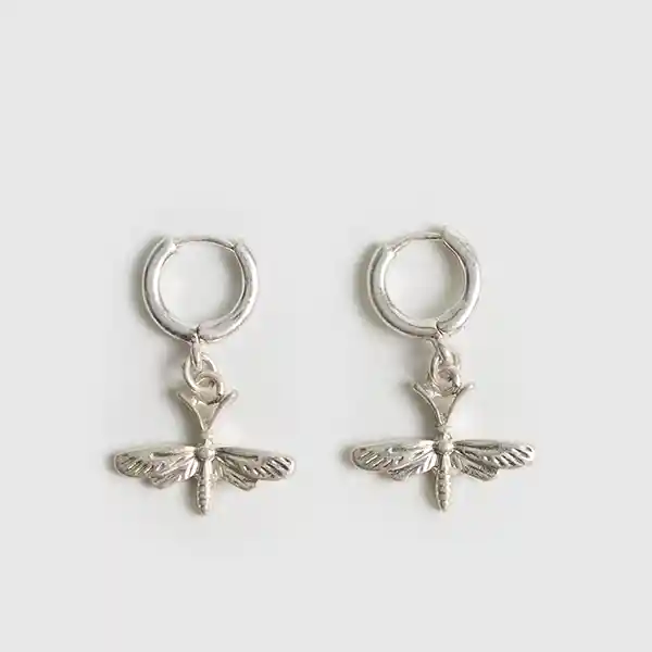 Aros Argolla Libélula Plateado