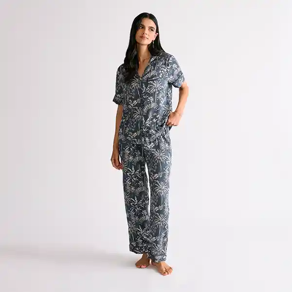 Pijama Dreamy Camisero Palmeras S Azul