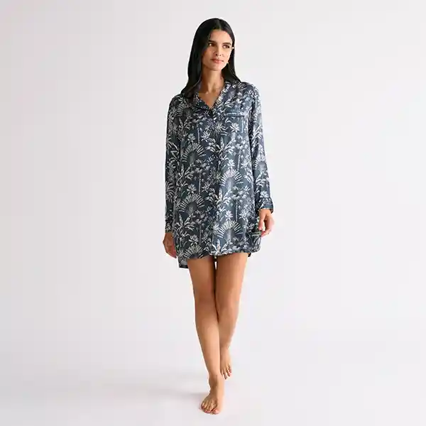 Pijama Dreamy Camisero Palmeras S Azul