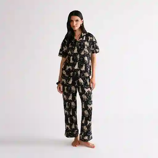 Set Pijama Dreamy Camisero Tigres L Negro