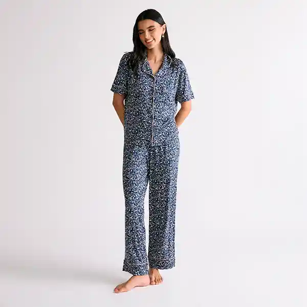 Set Pijama Dreamy Camisero Animal Print S Verde Petróleo