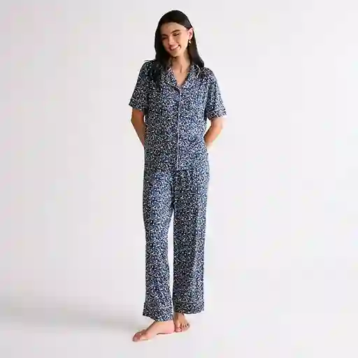 Set Pijama Dreamy Camisero Animal Print M Verde Petróleo