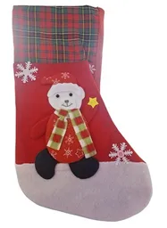 Bota Navideña Decorativa Con Cruadillé Bordada Osito