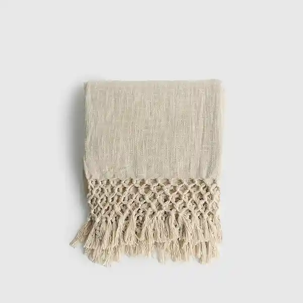 Manta Bordes Tejidos Beige