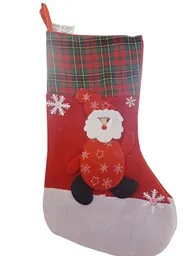 Bota Navideña Decorativa Con Cruadillé Bordada Viejito Pascuero