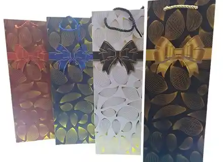 Bolsa De Regalo Para Botella Con Diseño De Lazo 12x36x9 Aries